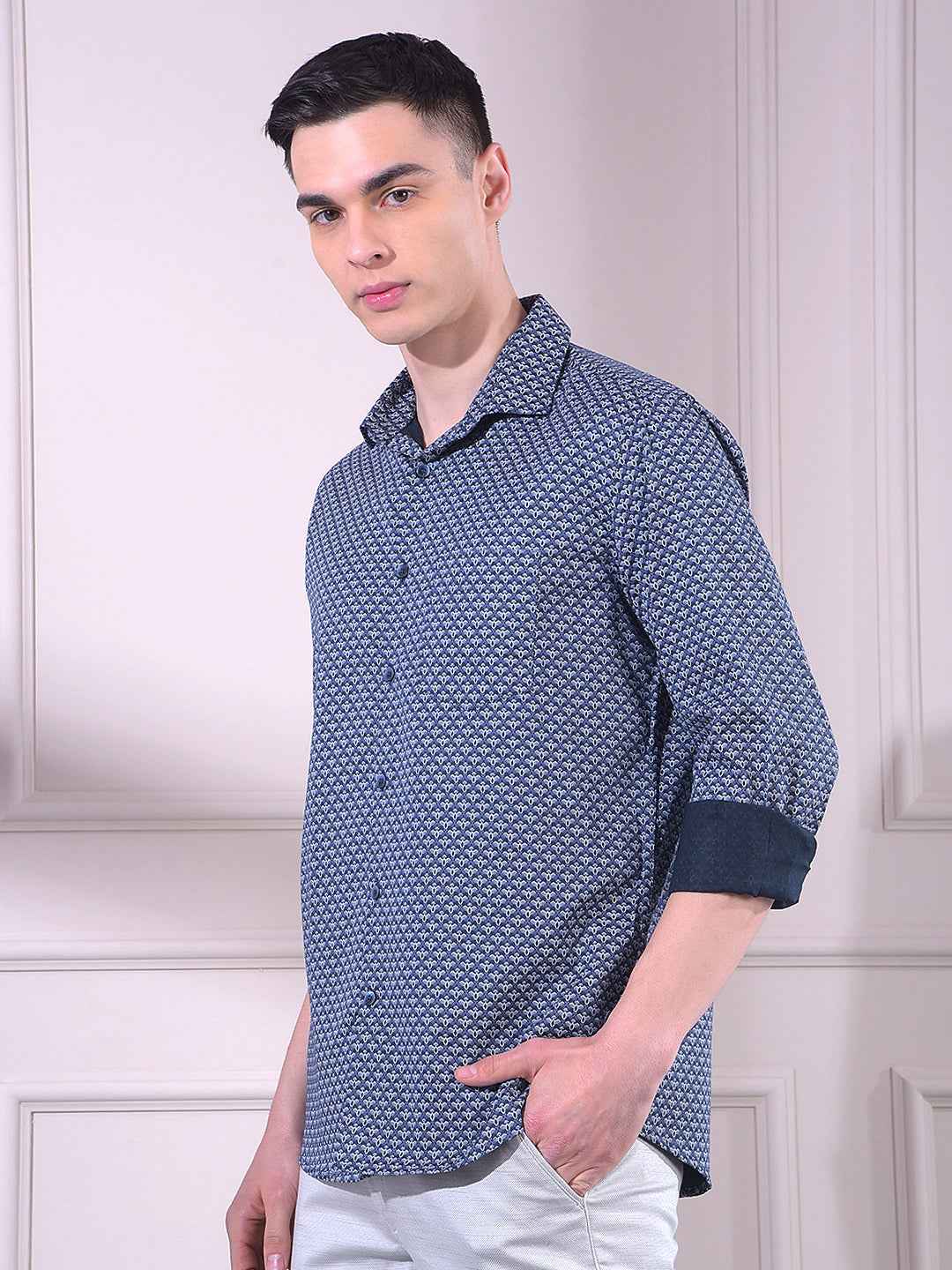Navy Blue Printed Shirt