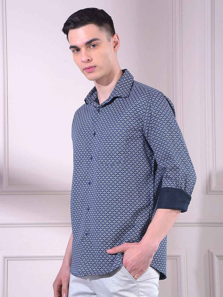 Navy Blue Printed Shirt