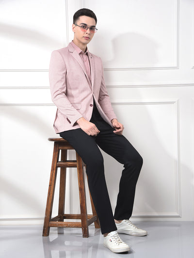 Pink Notched Lapel Single-Breasted Blazer