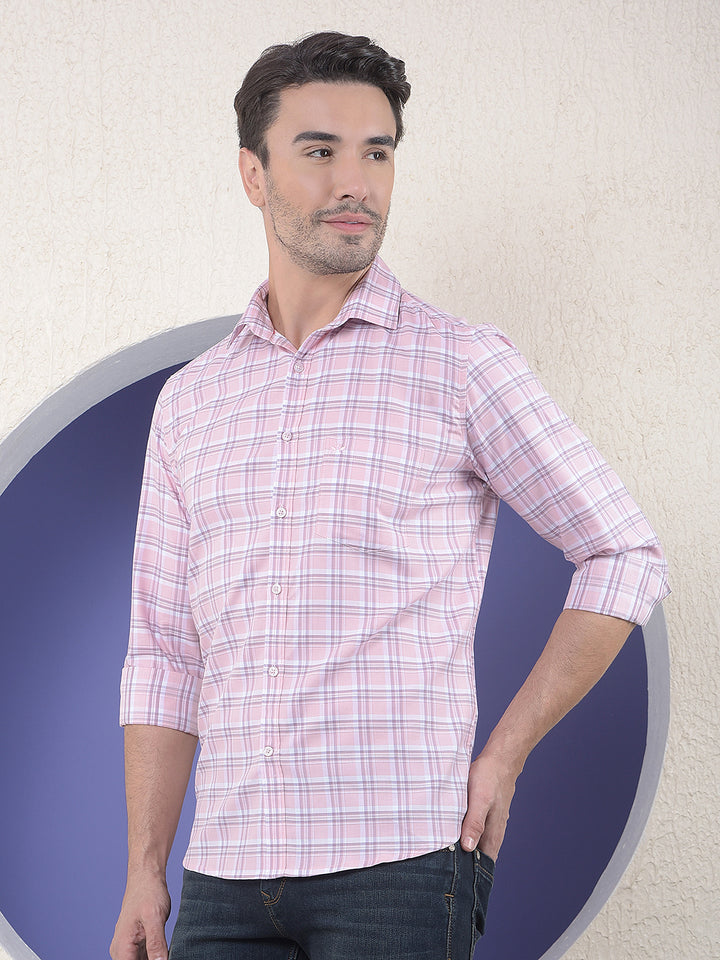 Pink Checked Casual Shirt