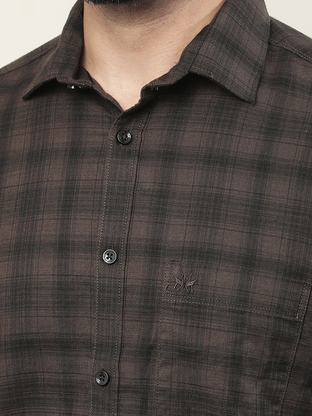 100% Cotton Brown Checked Shirt