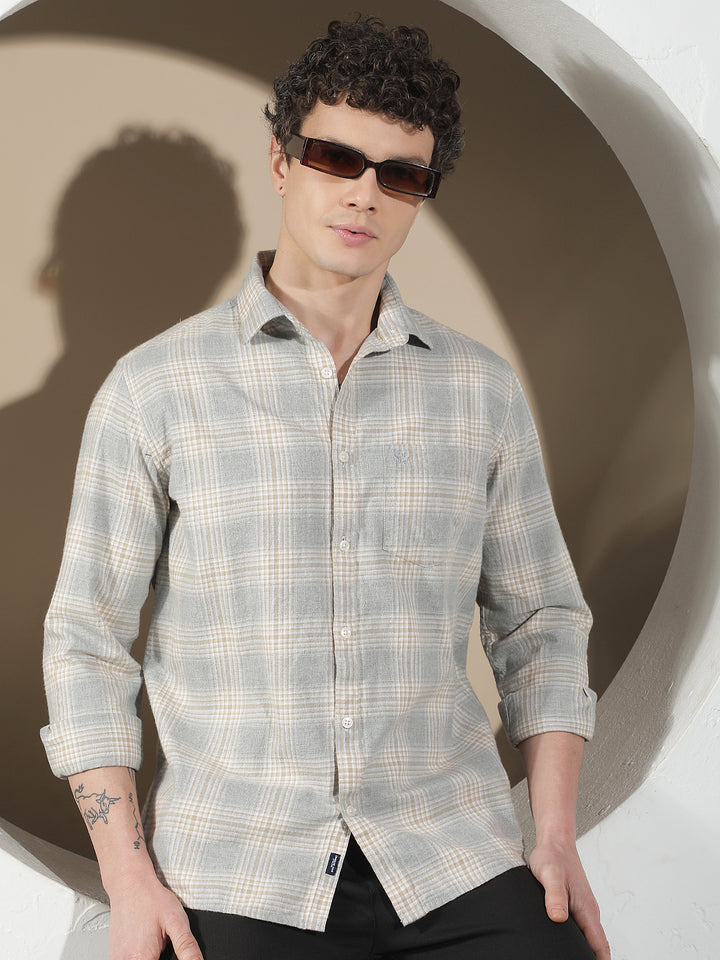 Fawn 100% Cotton Checked Shirt