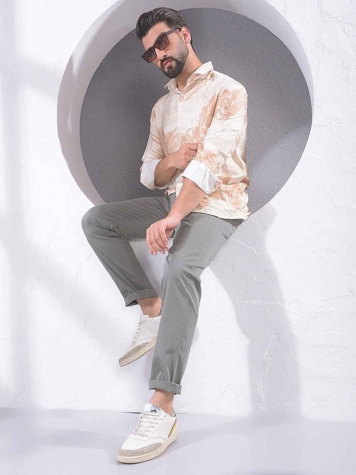 Brown Floral Print Shirt