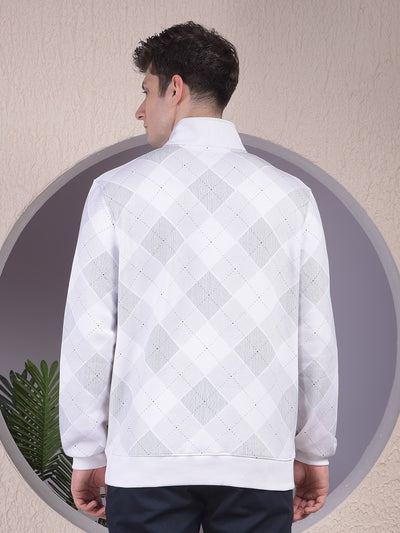 Edgy White Printed Sweatshirt