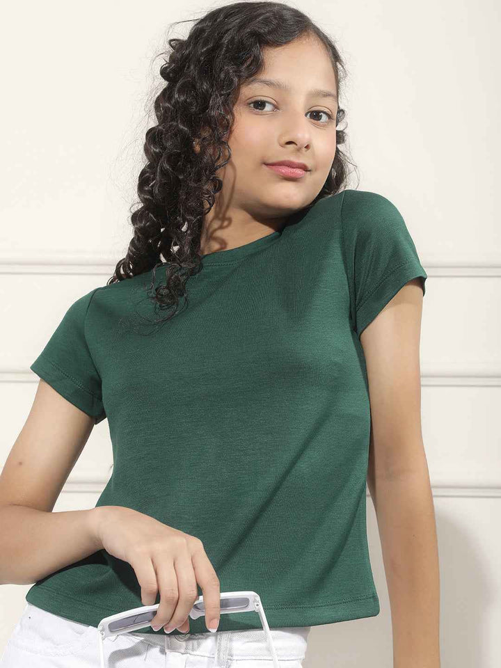 Sleek Green Crop T-Shirt