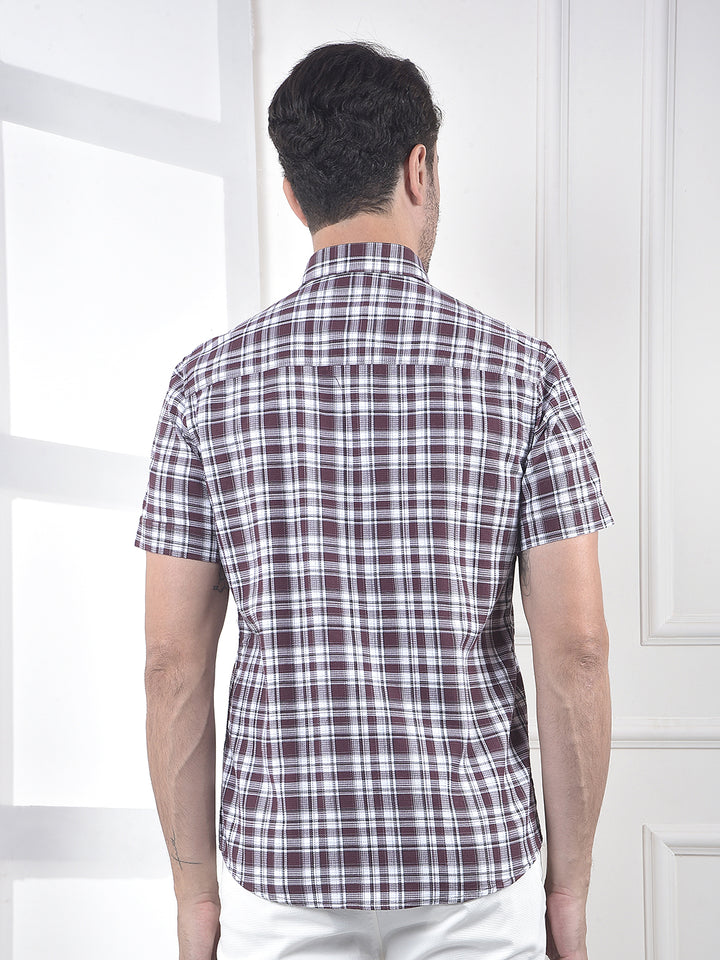 Maroon Checked 100% Cotton Shirt