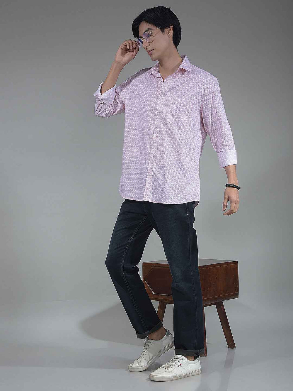 Pink Printed Modal Shirt