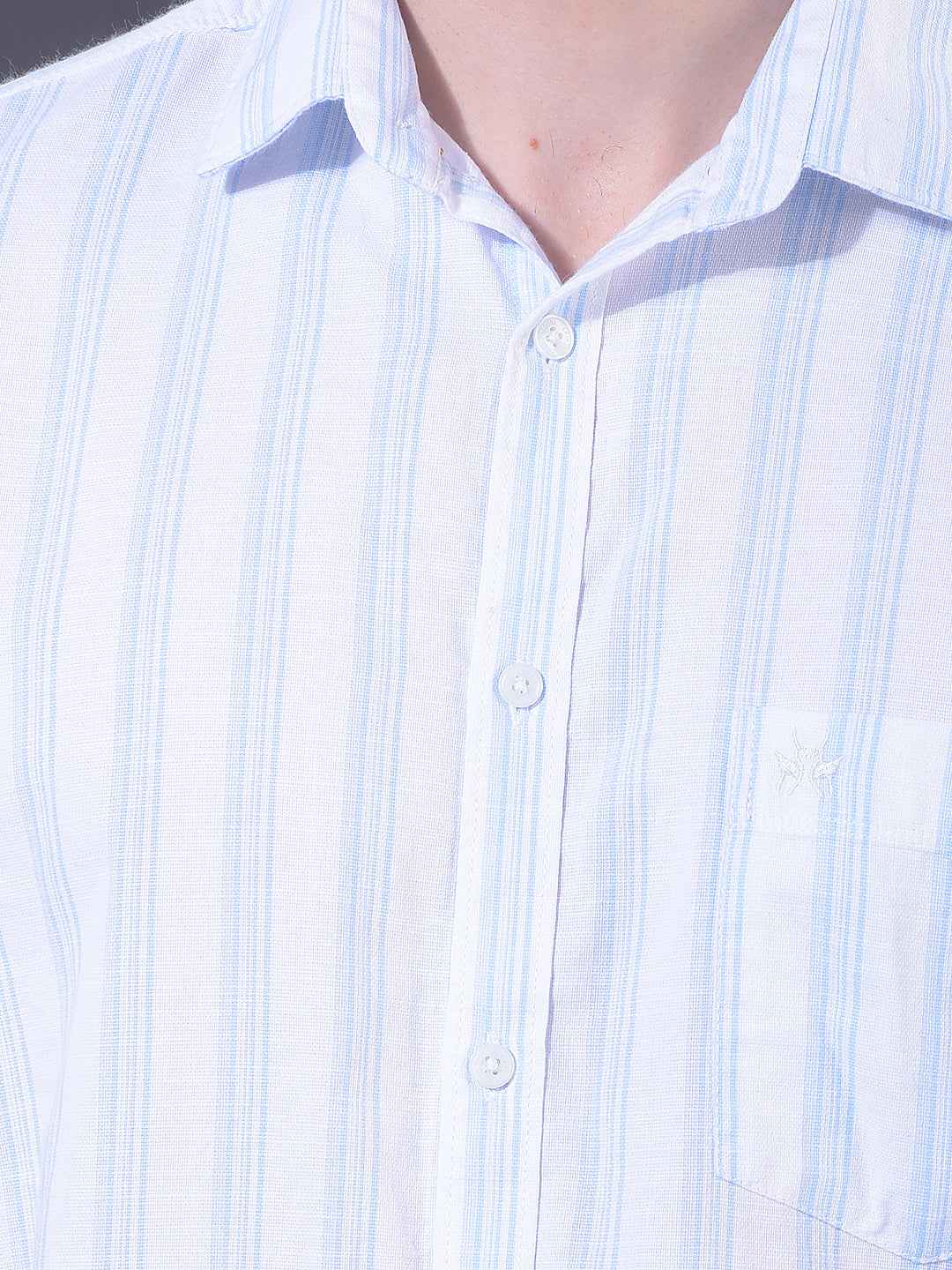 White Vertical Striped 100% Cotton Shirt