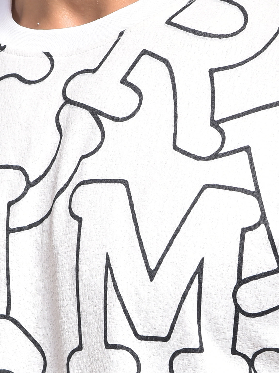 White Typographic Print Sweatshirt
