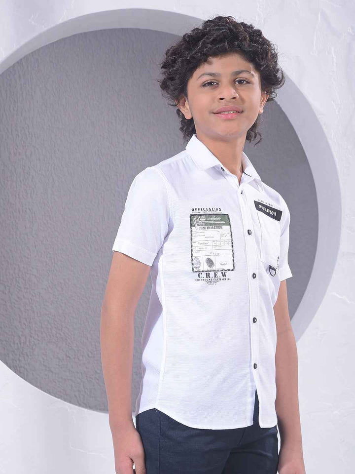 White Typographic Print Shirt