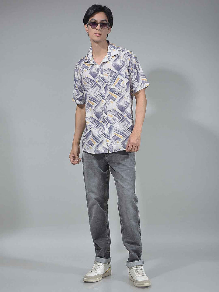 Purple Print Detailed Shirt