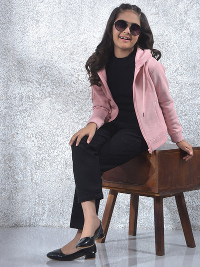 Pink Floral Print Hooded Neck Sweatshirt