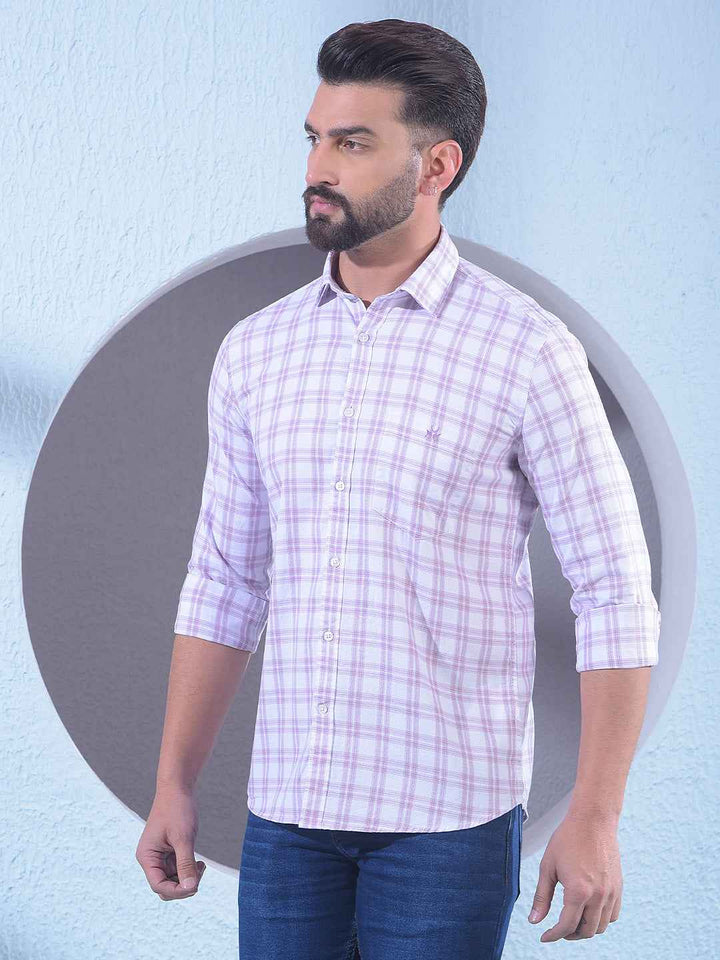 Purple Checked 100% Cotton Shirt