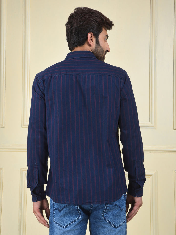 Red Vertical Stripes 100% Cotton Shirt