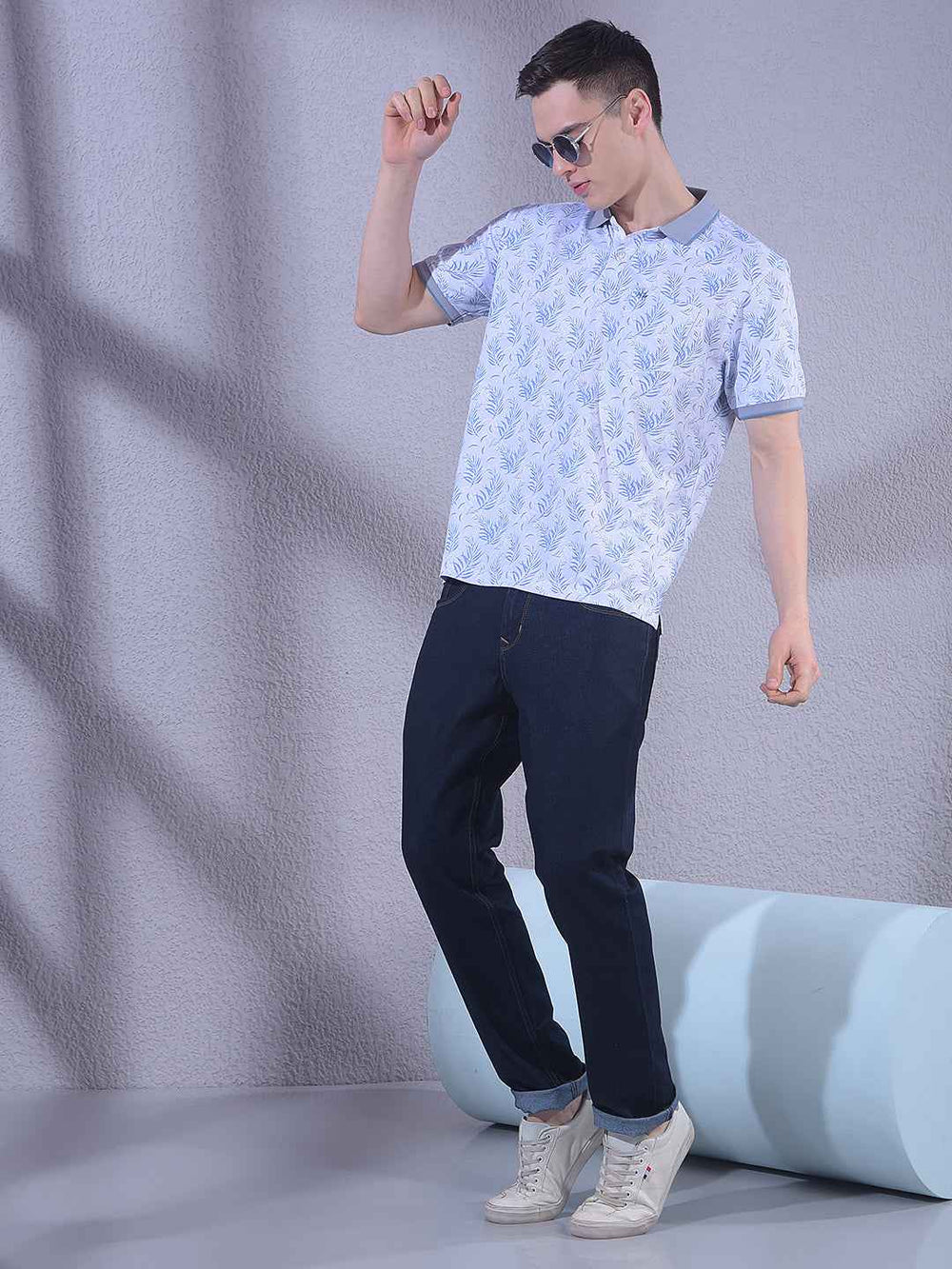 Blue Floral Print T-Shirt