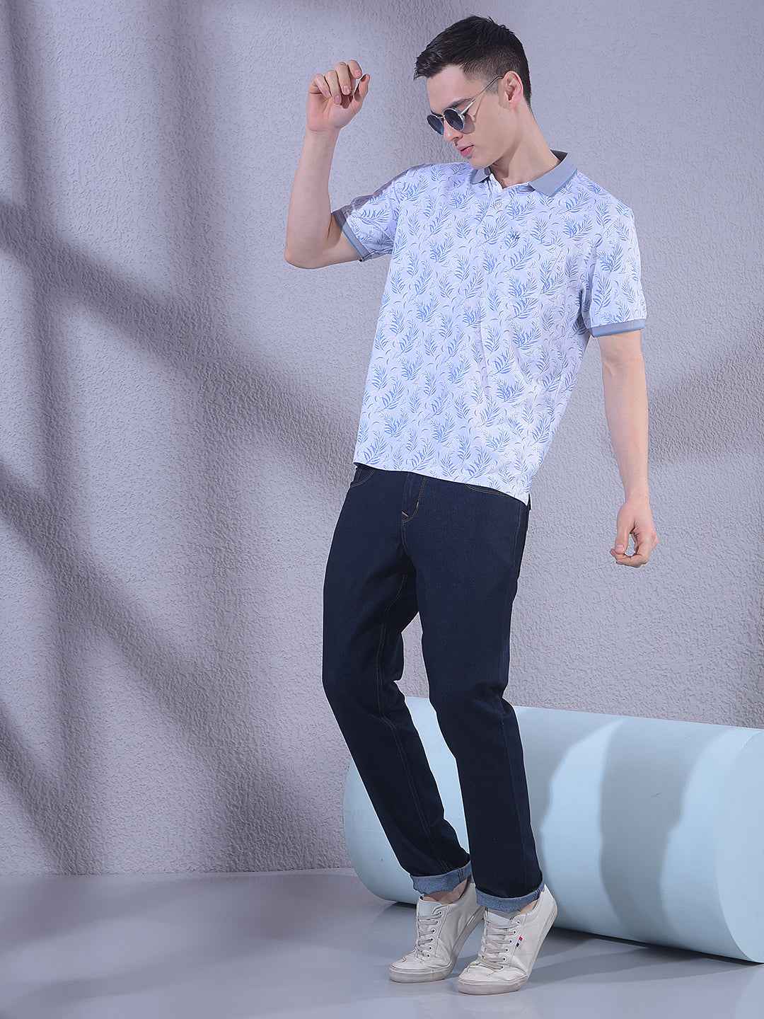 Blue Floral Print T-Shirt