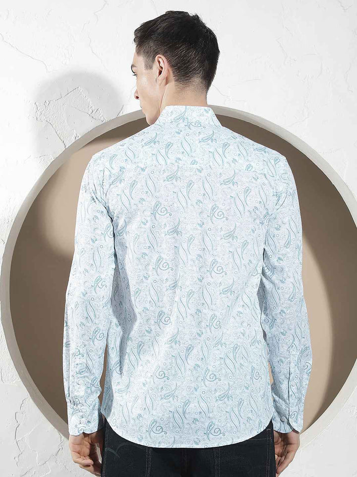 Blue Botanical Print Shirt