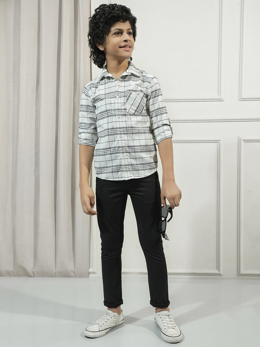 White Checked Corduroy Shirt
