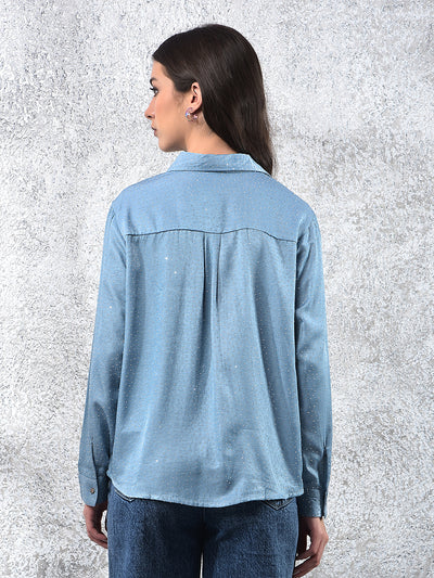 Blue Embellished Chic Shirt