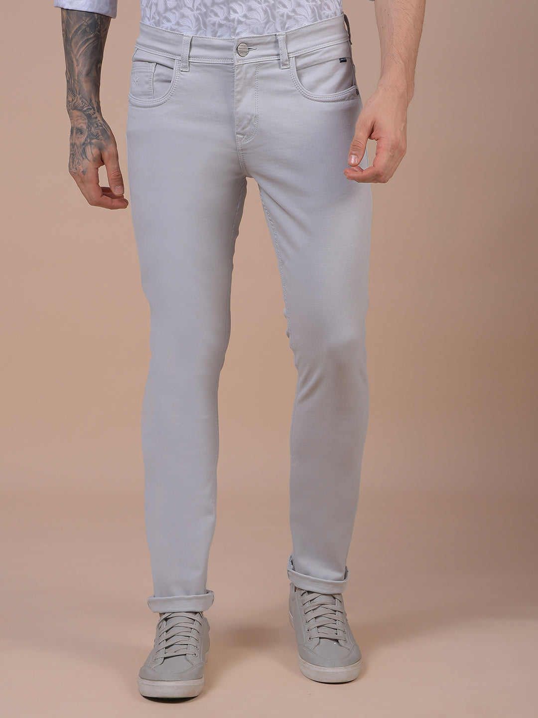Chic Grey Jeans-Men Jeans-Crimsoune Club