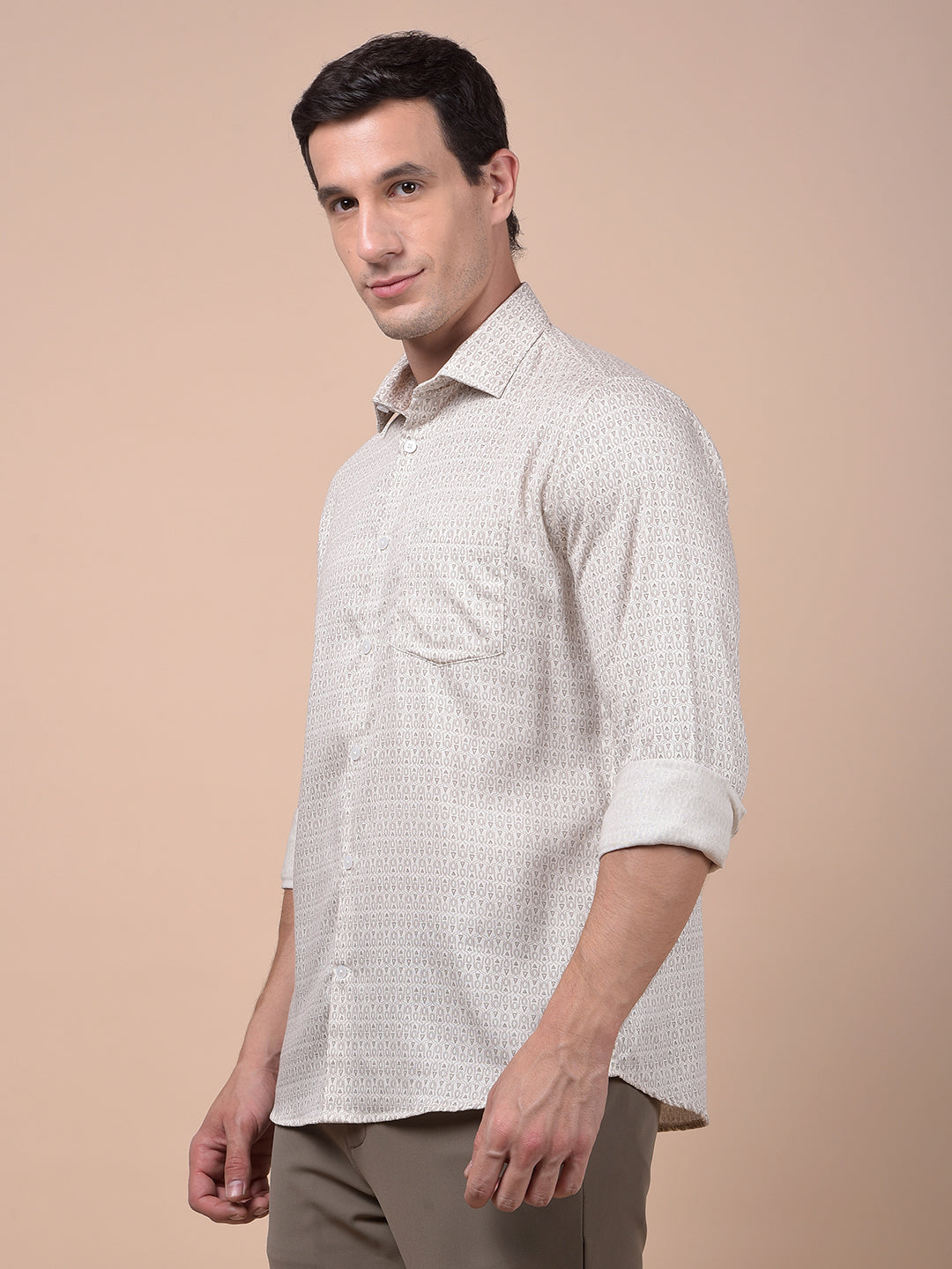 Sleek Silhouette Brown Printed Shirt