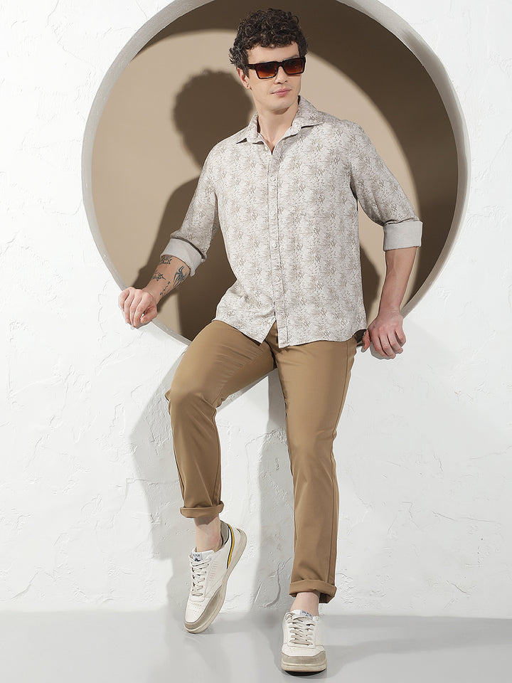 Mocha Brown Printed Shirt
