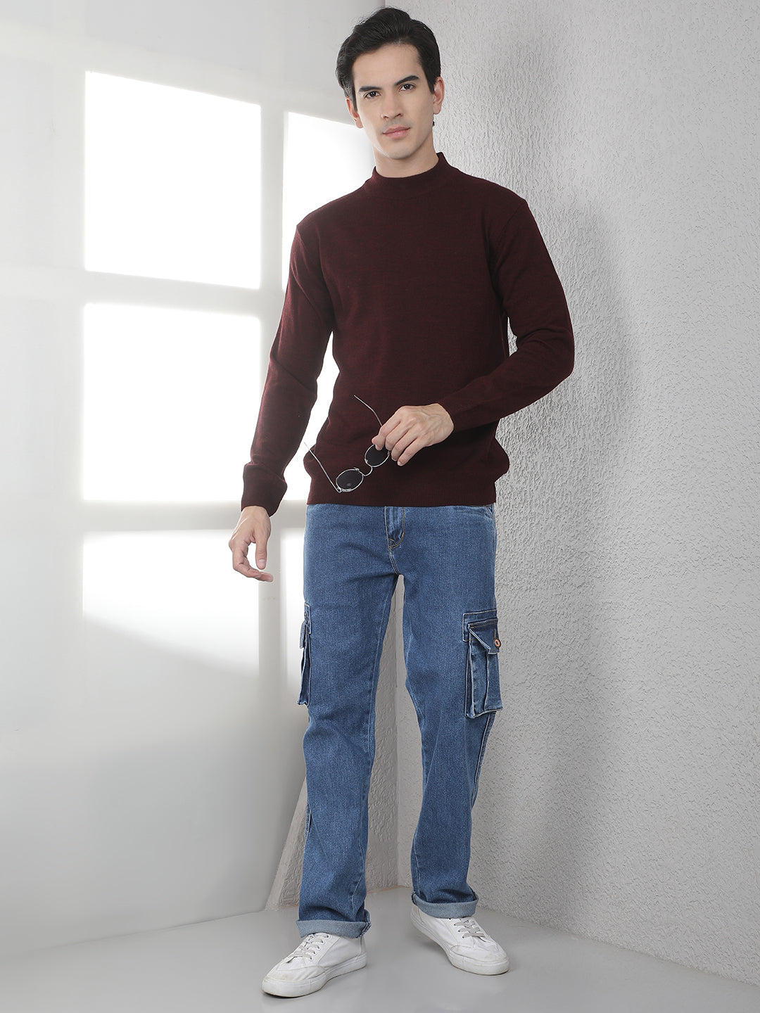 Maroon High Neck Sweater
