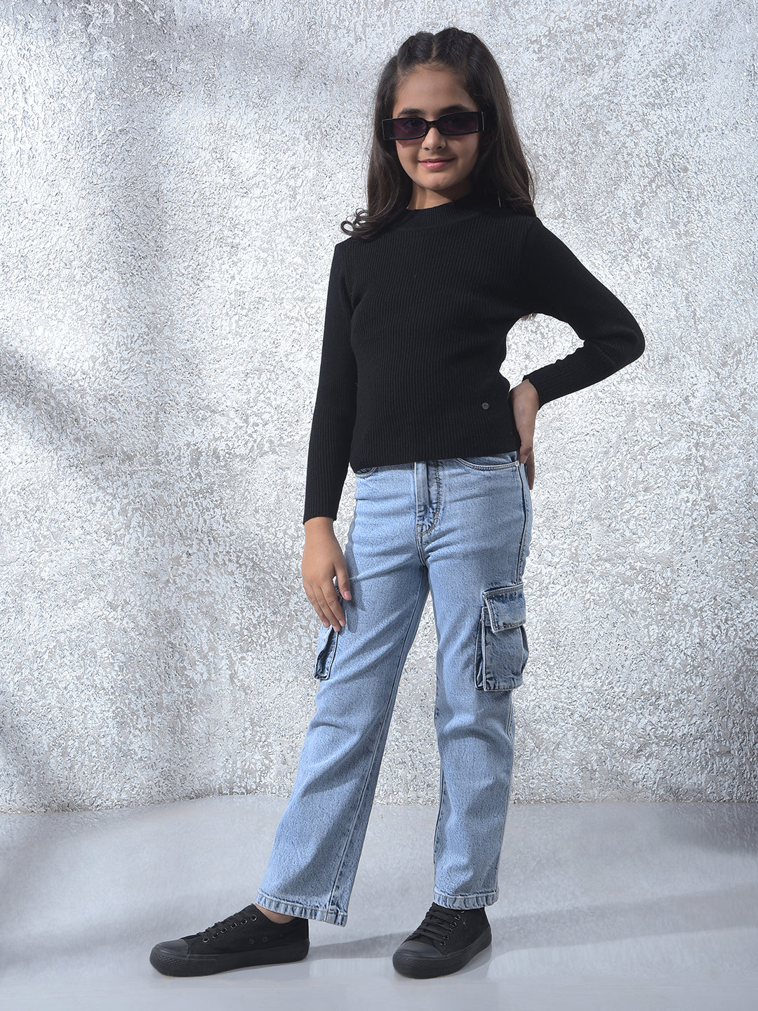 Blue 100% Cotton Cargo Jeans