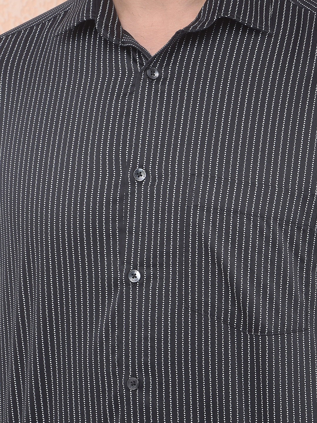 Black Fine Stripe Casual Shirt