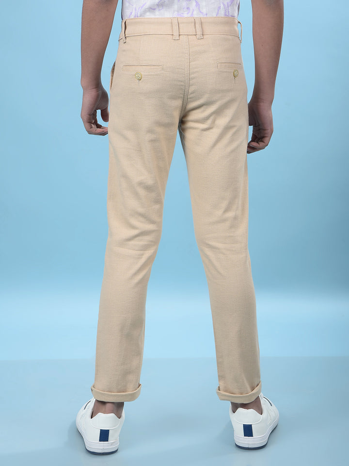 Beige Printed Trousers