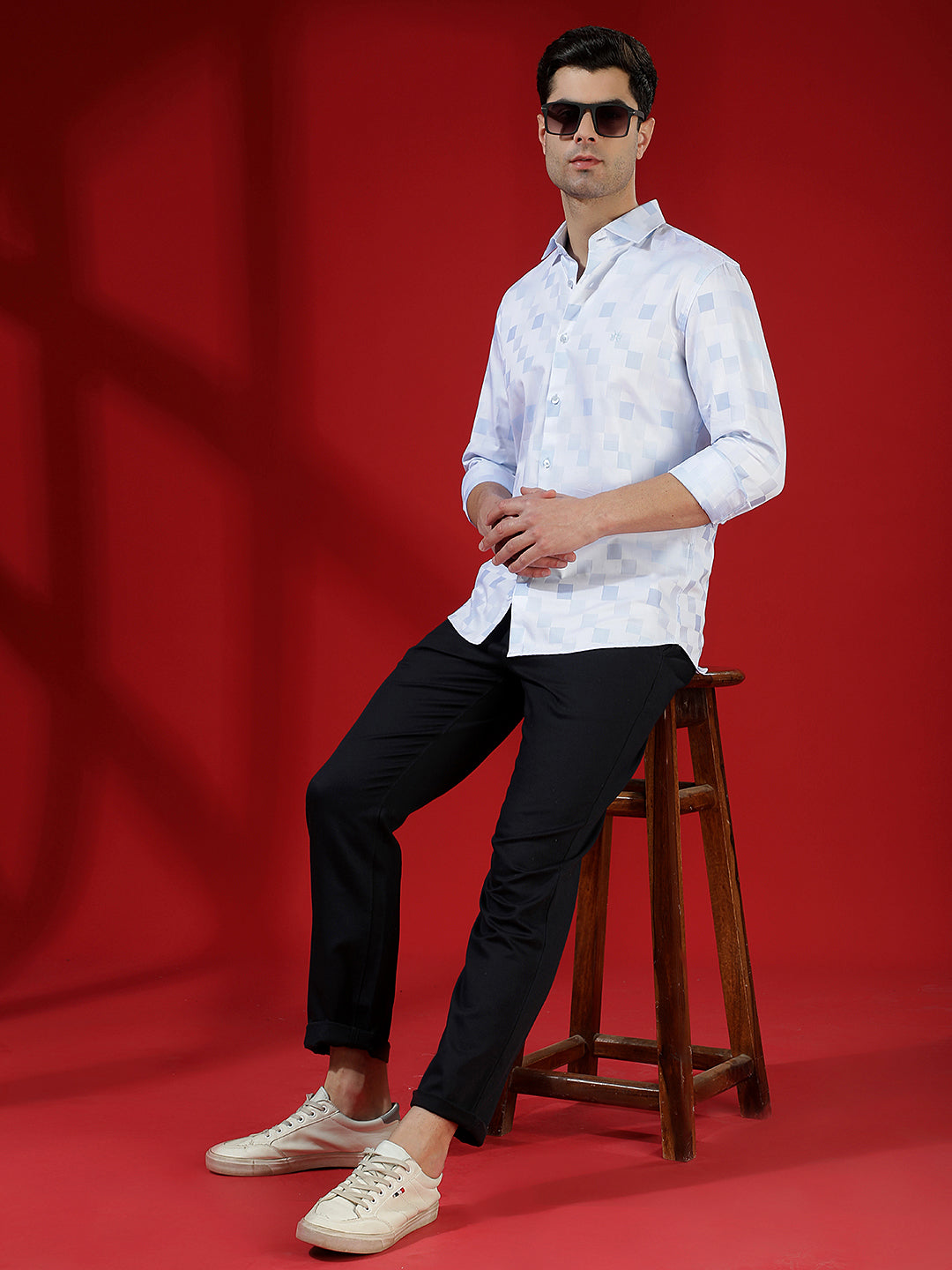 Blue Printed 100% Cotton Shirt