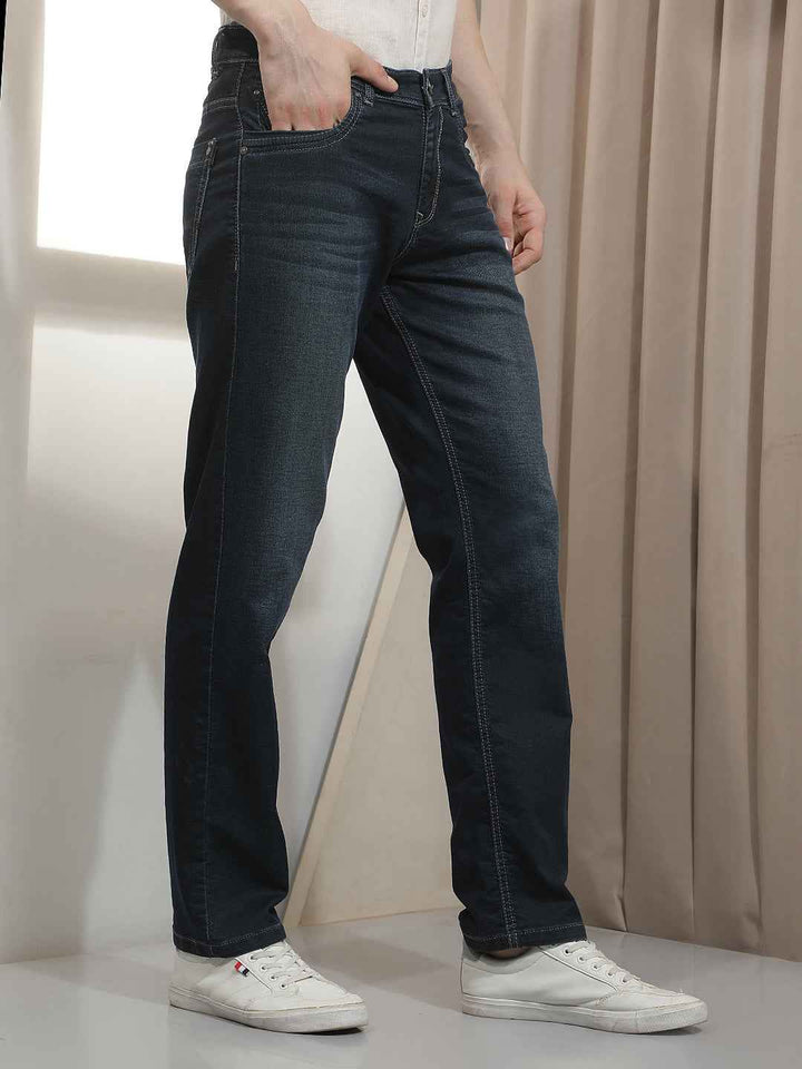Navy Blue Straight Jeans