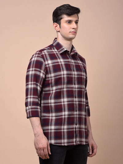 Maroon Checked 100% Cotton Shirt