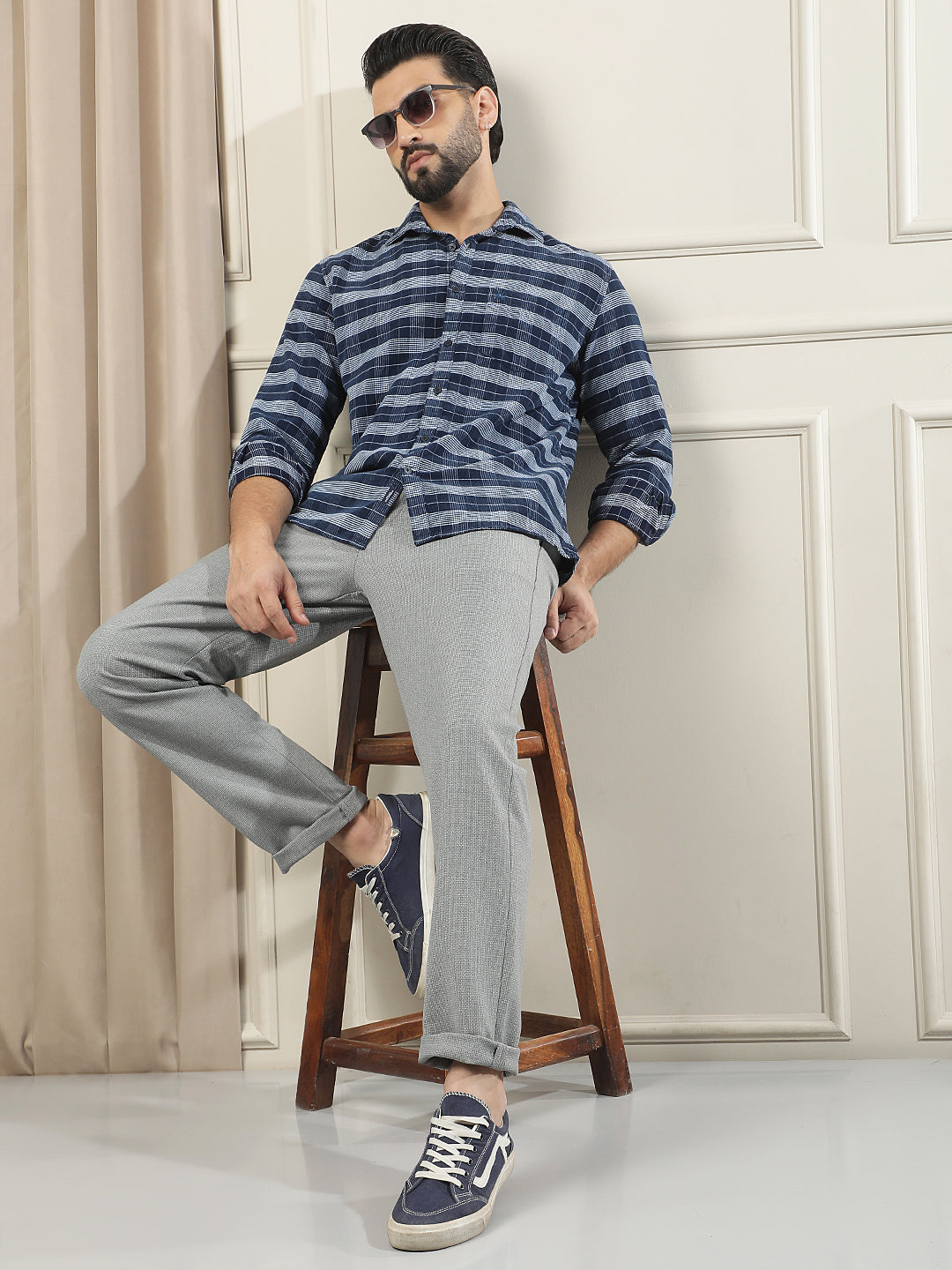 Signature Smoke Grey Dobby Trousers