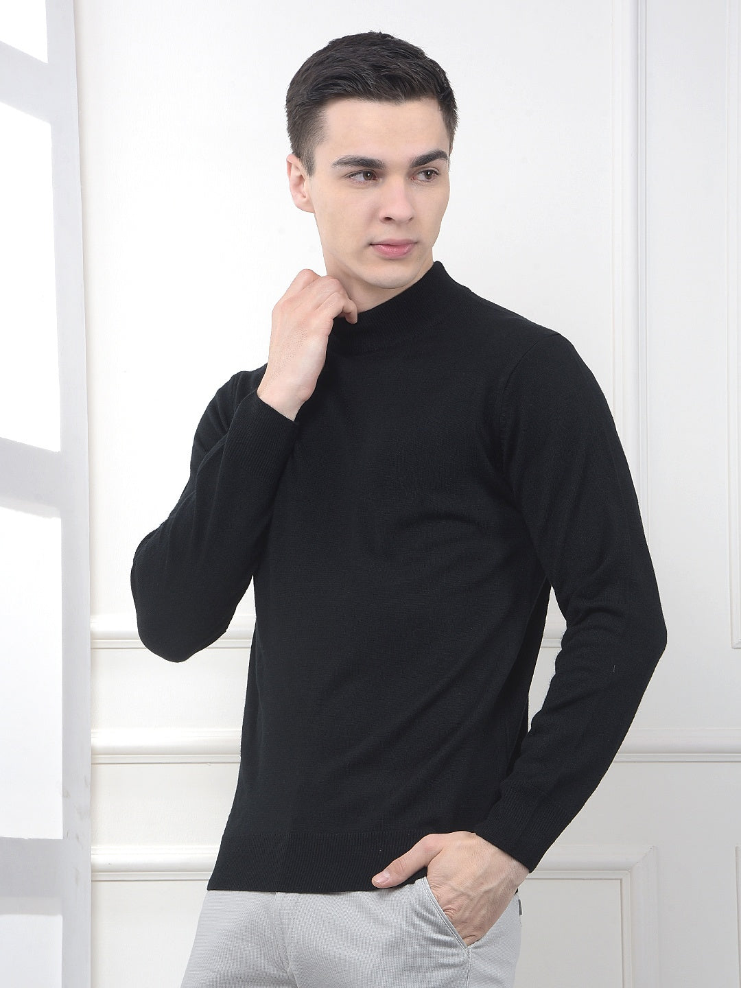 Black High-Neck Knitted Sweater