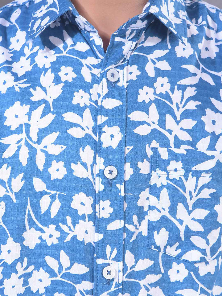 Blue Floral Print Shirt