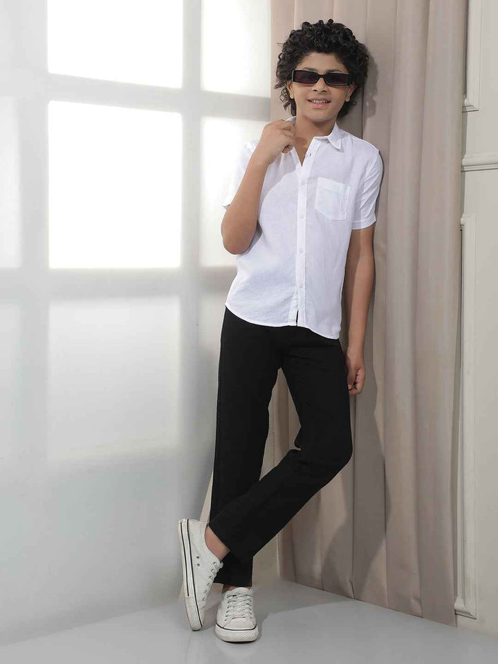 Pure White Linen Casual Shirt