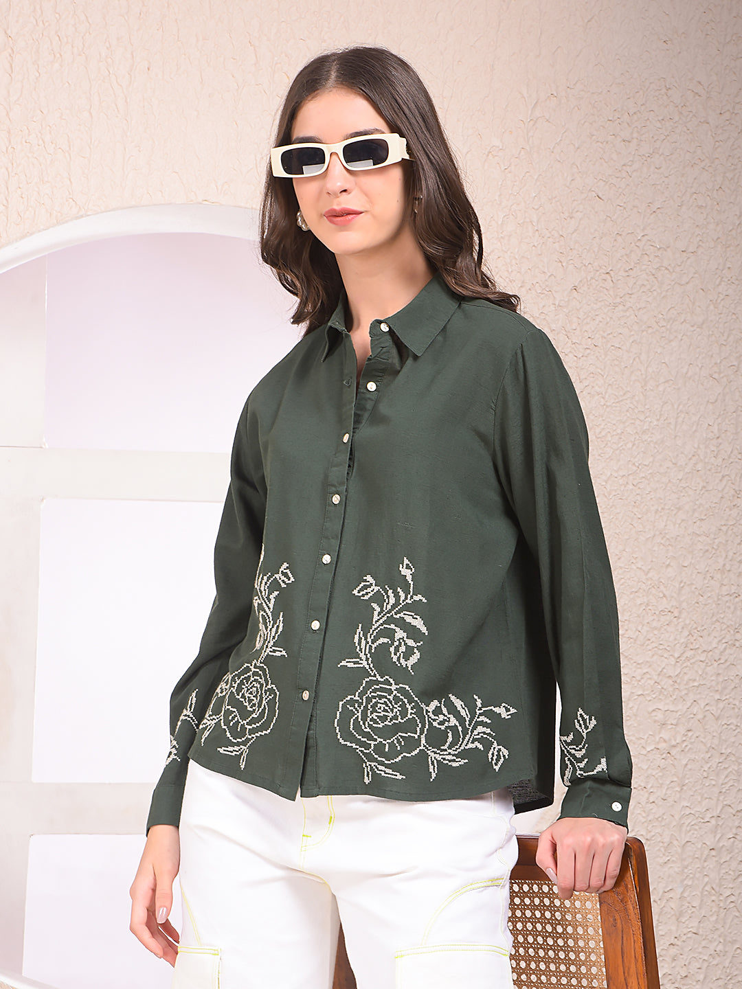 Green Embroidered Shirt
