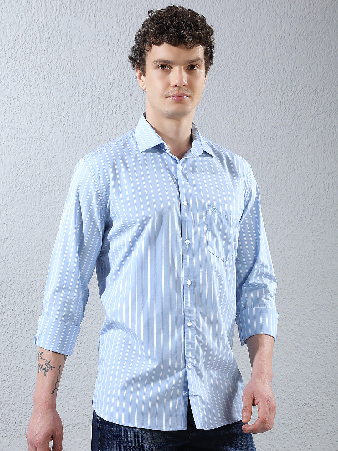 Blue Vertical Stripes 100% Cotton Shirt
