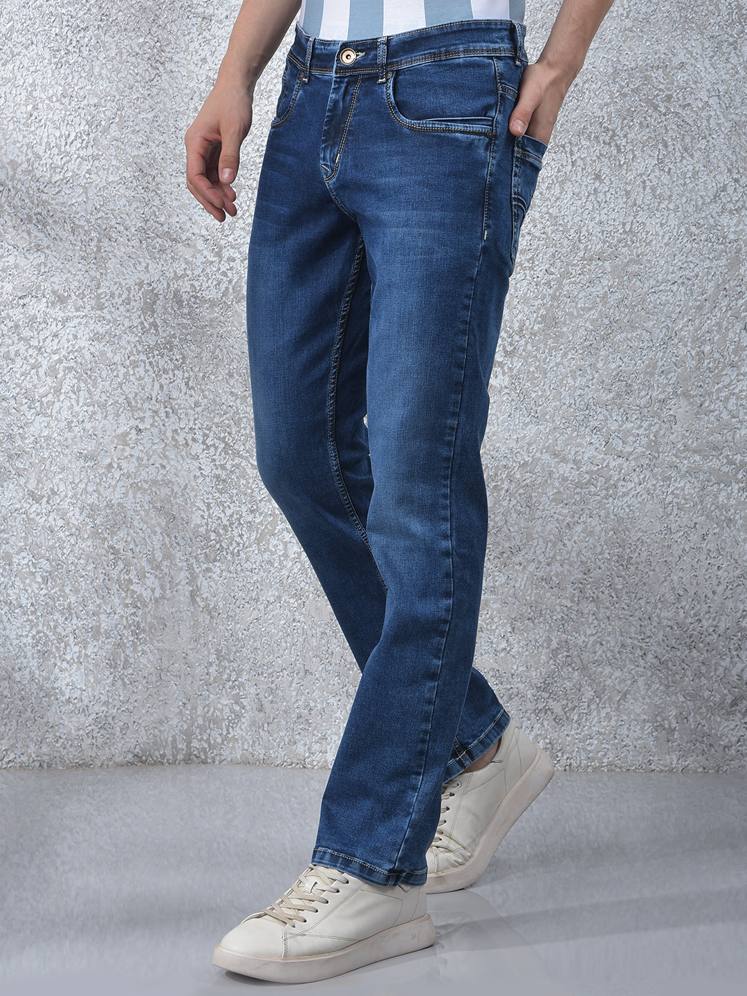Blue Straight Jeans-Men Jeans-Crimsoune Club