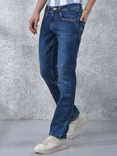 Blue Straight Jeans-Men Jeans-Crimsoune Club