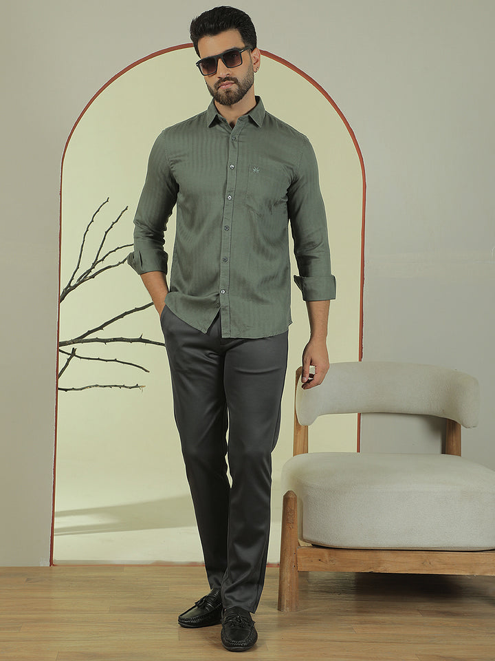 Green Vertical Stripes Shirt