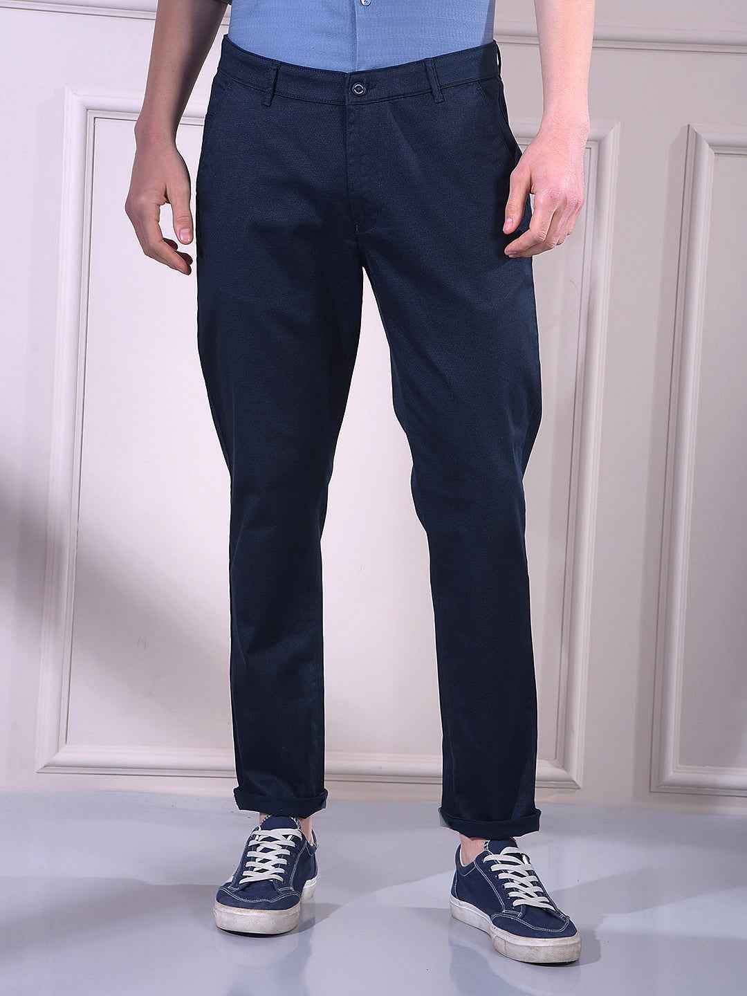 Navy Blue Printed Trousers