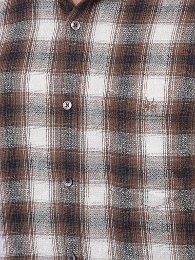 Brown Checked Linen Shirt