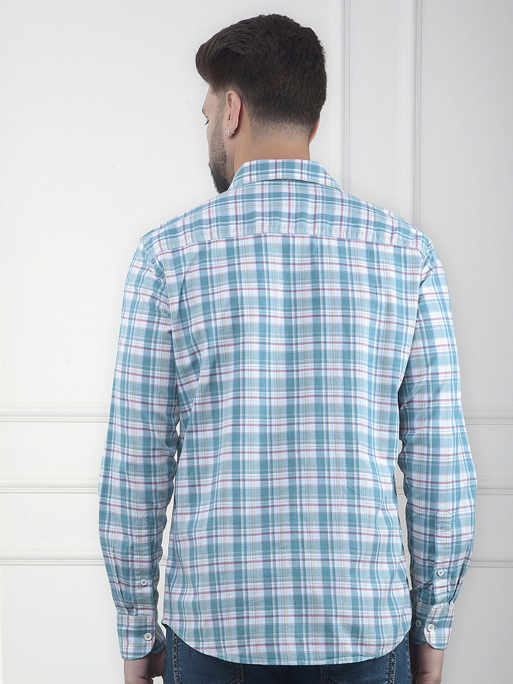 Blue Checked 100% Cotton Shirt