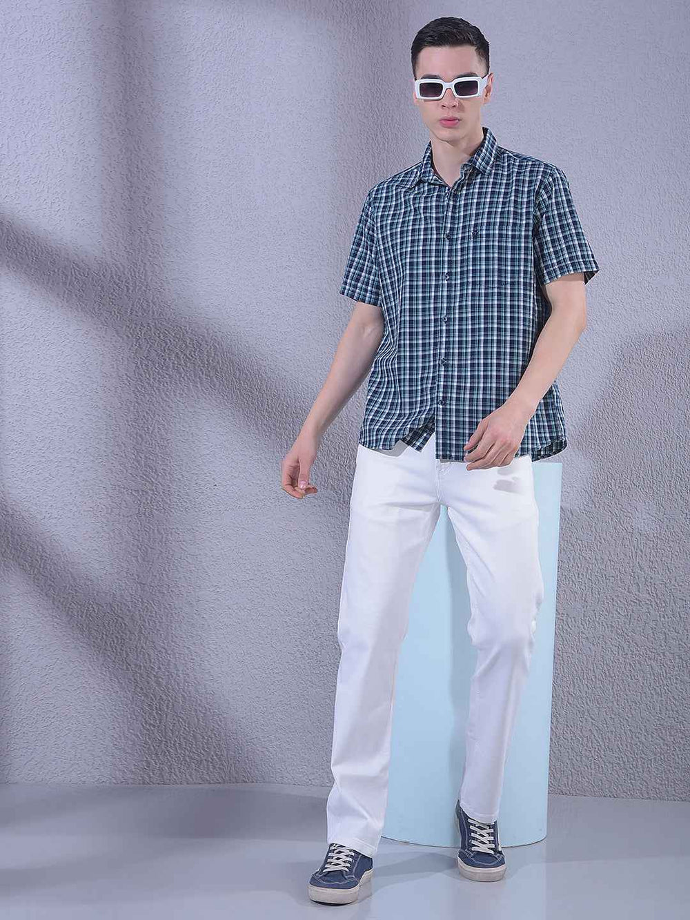 Green 100% Cotton Checked Shirt