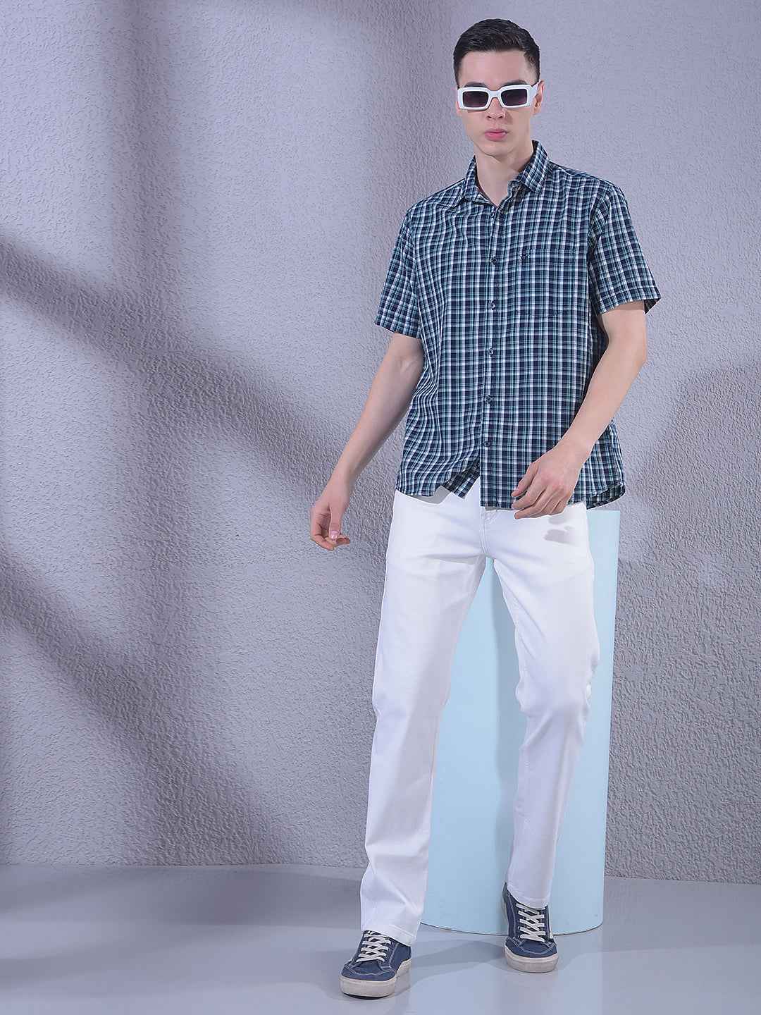 Green 100% Cotton Checked Shirt