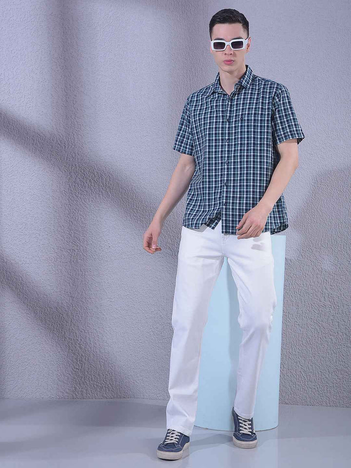 Green 100% Cotton Checked Shirt