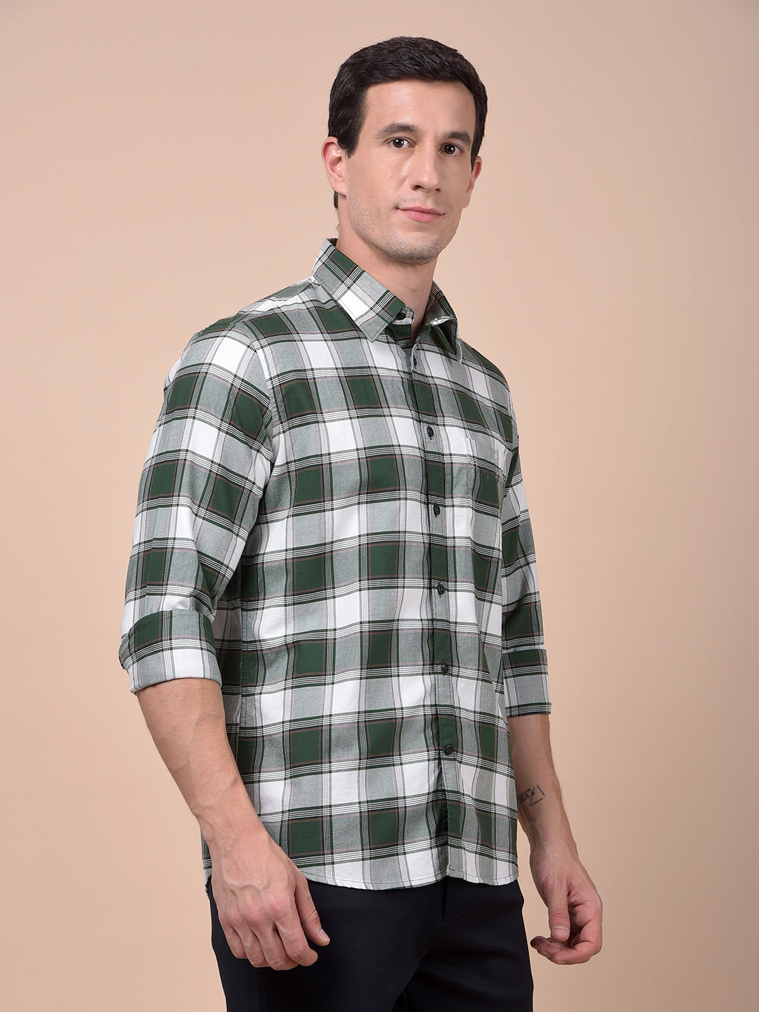 Green Checked 100% Cotton Shirt