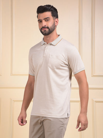 Beige Polo Neck T-Shirt